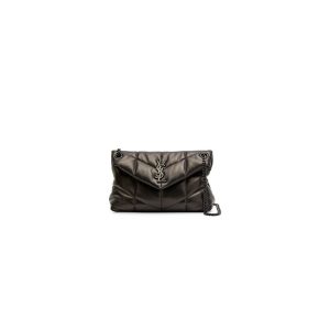 SUNSET MEDIUM CHAIN BAG IN CROCODILE-EMBOSSED SHINY LEATHER